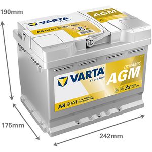 A8 Varta Dynamic AGM 027 Car Battery 12V 60Ah (560901068)
